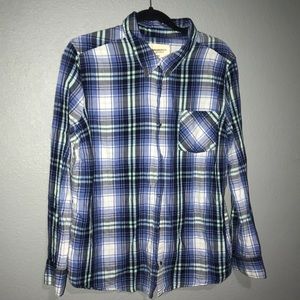 Blue plaid plus size flannel (A30)